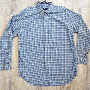 Ralph Lauren Men's Regular Fit Classic Gingham Oxford Plaid Shirt size XLT